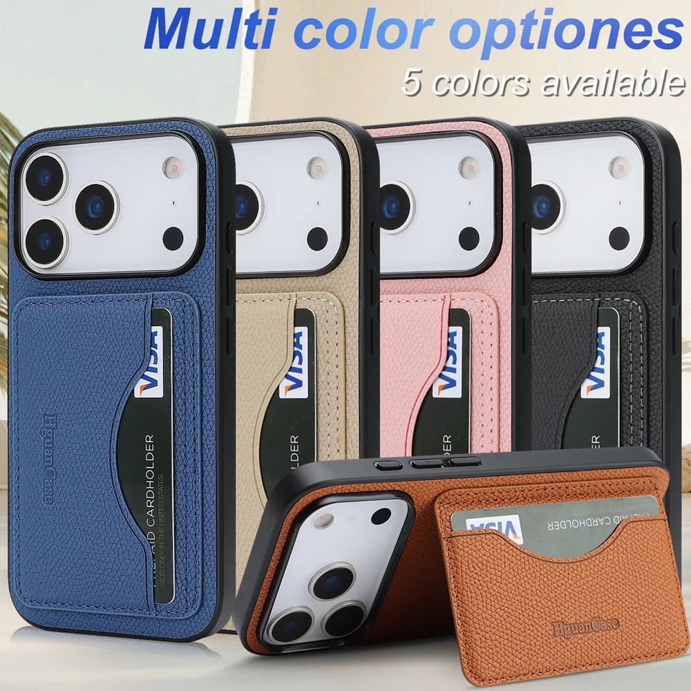 Leather Wallet Card Holder Phone Cover - حافظة جلدية مع حامل ومحفظة وحامل