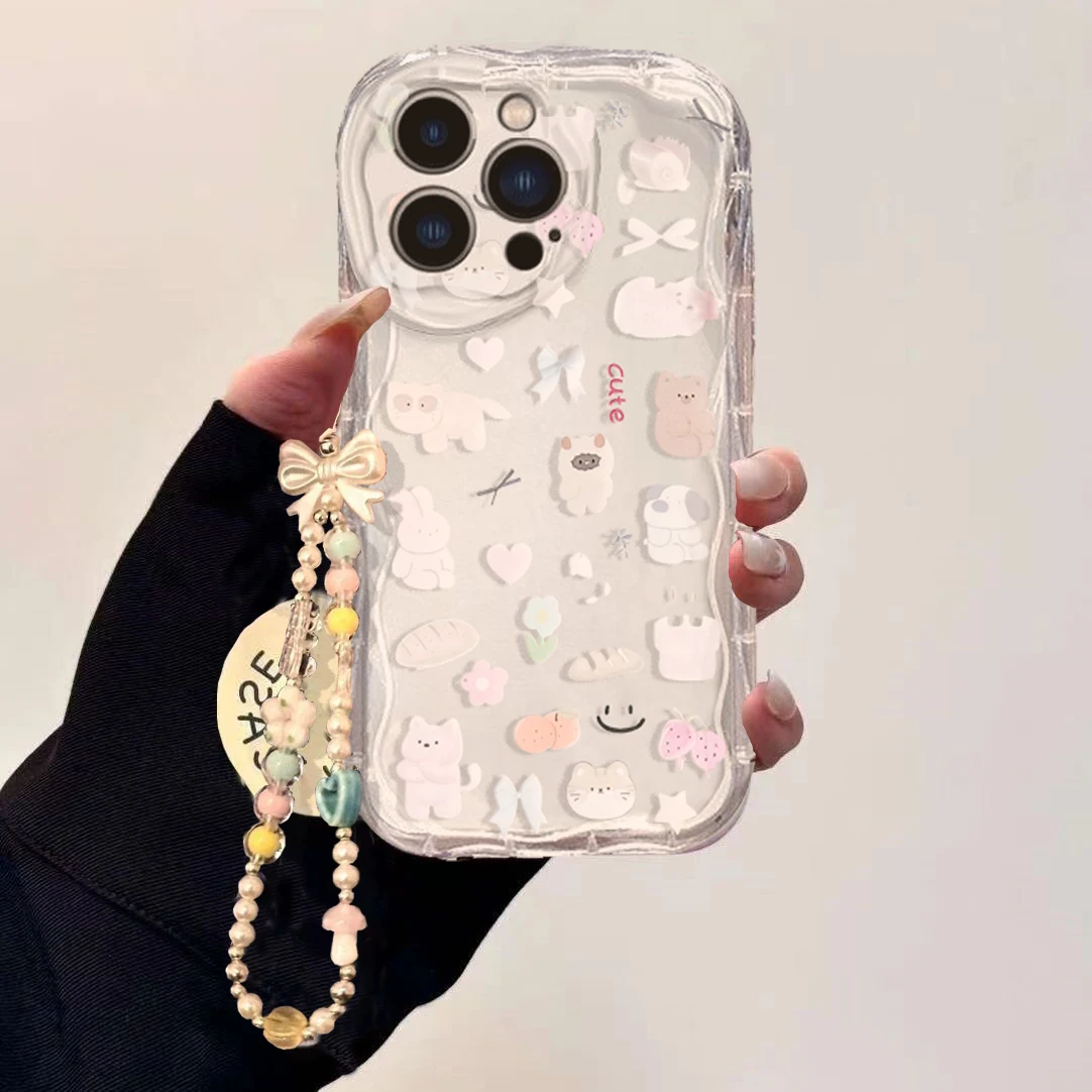 لطيف القط القوس المعصم سلسلة ا - مراجعة Cute Cartoon Wrist Strap Silicone Case وسعره